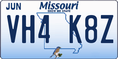 MO license plate VH4K8Z