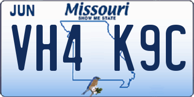 MO license plate VH4K9C