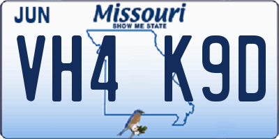 MO license plate VH4K9D