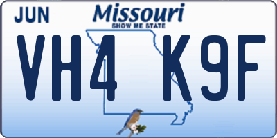MO license plate VH4K9F