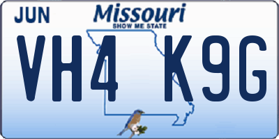 MO license plate VH4K9G