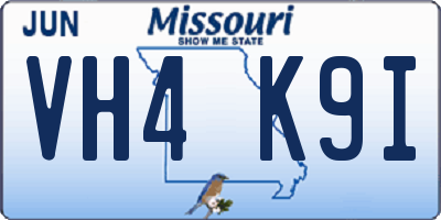 MO license plate VH4K9I