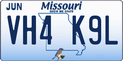 MO license plate VH4K9L