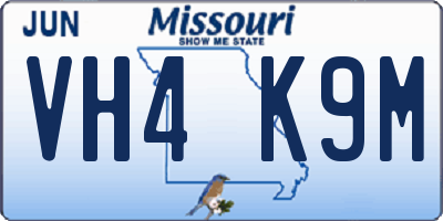 MO license plate VH4K9M