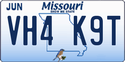 MO license plate VH4K9T