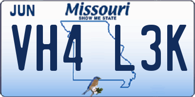 MO license plate VH4L3K
