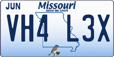 MO license plate VH4L3X