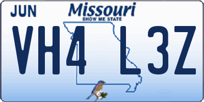 MO license plate VH4L3Z