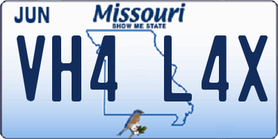 MO license plate VH4L4X