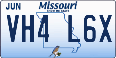 MO license plate VH4L6X