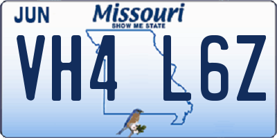 MO license plate VH4L6Z