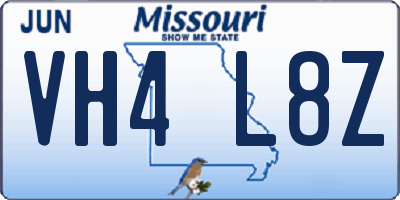 MO license plate VH4L8Z