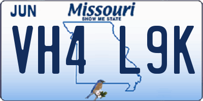 MO license plate VH4L9K