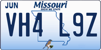 MO license plate VH4L9Z