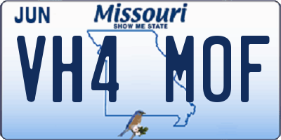 MO license plate VH4M0F