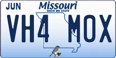 MO license plate VH4M0X