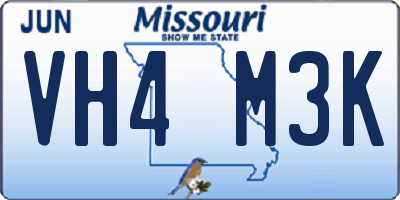 MO license plate VH4M3K