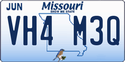 MO license plate VH4M3Q