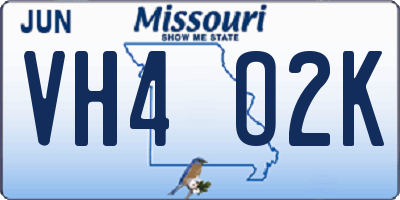 MO license plate VH4O2K