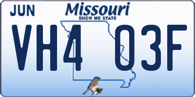 MO license plate VH4O3F