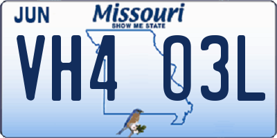 MO license plate VH4O3L