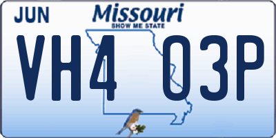 MO license plate VH4O3P