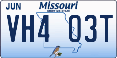MO license plate VH4O3T