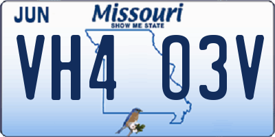 MO license plate VH4O3V