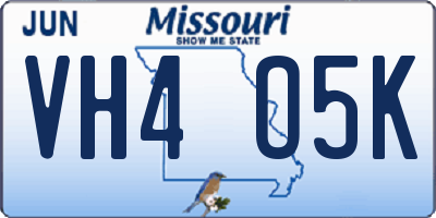 MO license plate VH4O5K