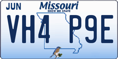 MO license plate VH4P9E