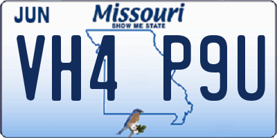 MO license plate VH4P9U