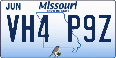 MO license plate VH4P9Z