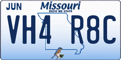 MO license plate VH4R8C