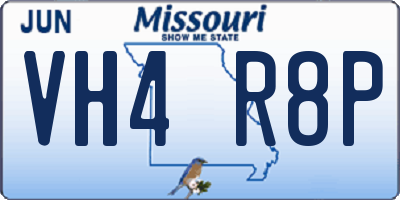 MO license plate VH4R8P