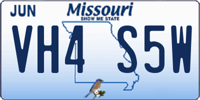 MO license plate VH4S5W