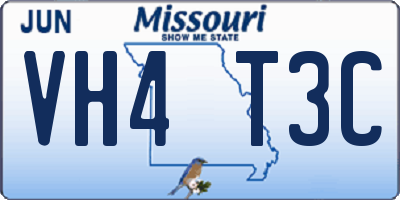 MO license plate VH4T3C