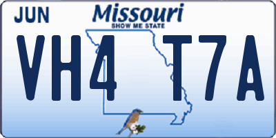 MO license plate VH4T7A