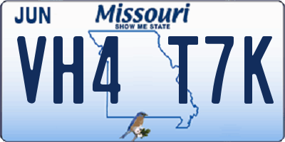 MO license plate VH4T7K