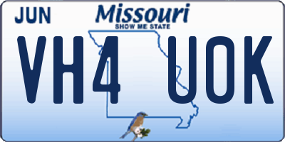 MO license plate VH4U0K