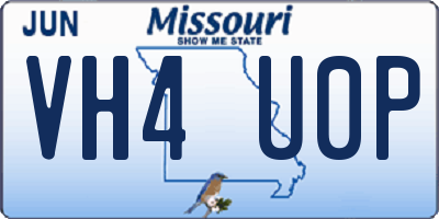MO license plate VH4U0P