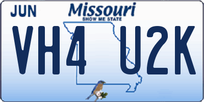 MO license plate VH4U2K