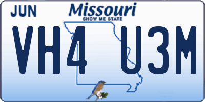 MO license plate VH4U3M