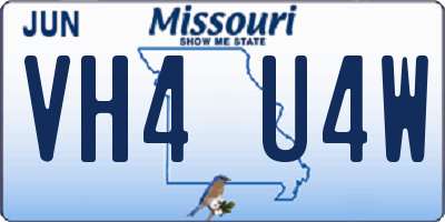 MO license plate VH4U4W