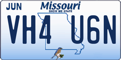 MO license plate VH4U6N
