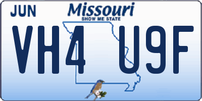 MO license plate VH4U9F