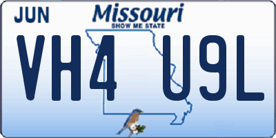 MO license plate VH4U9L