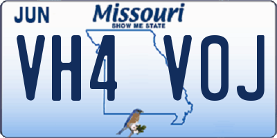 MO license plate VH4V0J