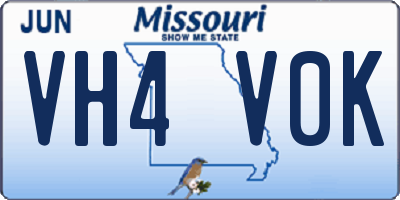 MO license plate VH4V0K
