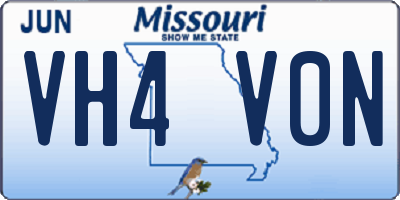 MO license plate VH4V0N