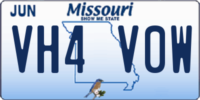 MO license plate VH4V0W